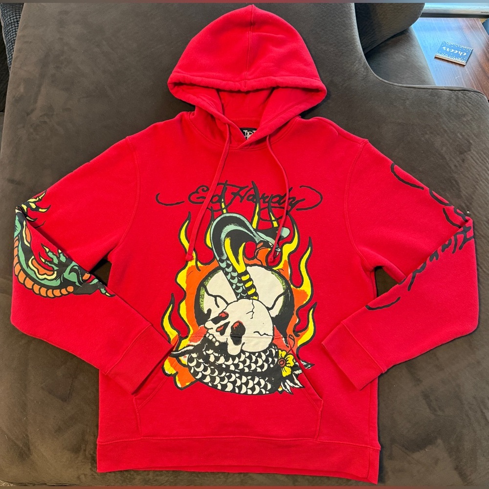 Ed Hardy Red Skull Graphic Hoodie